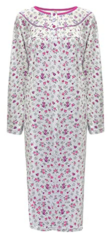 i-Smalls Nuisette thermique pour femme 100 % coton brossé boutonné sur le devant Longueur L à 3XL