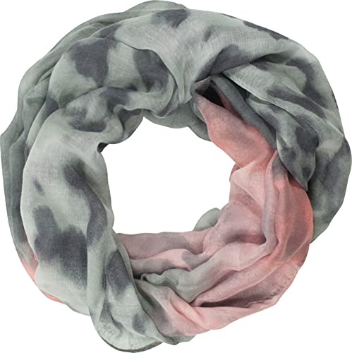 fashionchimp Loop Schlauchschal für Damen mit Leoparden-Print Muster, Baumwolle und Viskose, XXL Schal (Rosa-Grau)