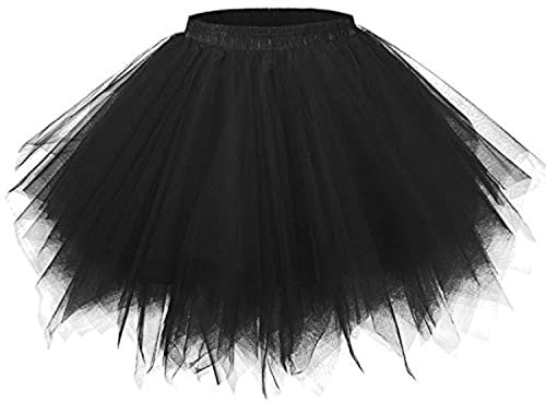 Zookey Nero Gonna Tutu da Danza Adulto Classico sottogonne Balletto Petticoat 5 Strati tutu gonna in tulle Festa Danze Gonna per donne e ragazze (Taglia: S)