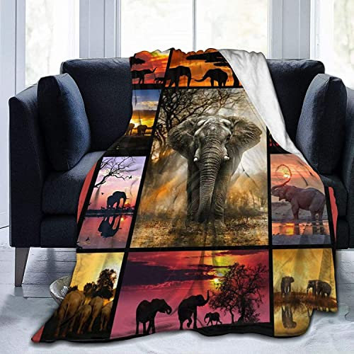 ZZXHG Kuscheldecke Flauschig Baby Bunter Elefant, Weiche Flanell Fleecedecke Plüsch Decke für Kinder Haustier, Warm Sofadecke Wohndecke Couchdecke Wolldecke Tagesdecke - 75x100 cm