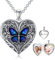 SOULMEET 925 Sterling Silber Schmetterling Herz Medaillon Halskette Hält 2 Bilds Personalisierte Fotos Anhänger Halskette für Frauen Mädchen