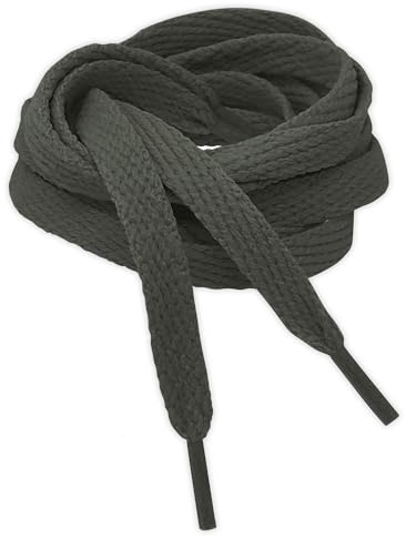 Kilter Flache Schnürsenkel, 8 mm breit, für Turnschuhe, Stiefel, Hi-Tops, Schuhe, Fußball, Rugby, Fitnessstudio, Laufen, Mode, dunkelgrau, 60 cm - 24 inch (1 Pair)