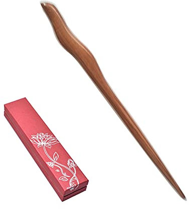 Handmade Red Sandalwood Wood Stick Chinese Hair Pin Wooden Ebony Hairpin Chopsticks for Women Lady Girls Long Hair Accessories with Gift Box Style 06