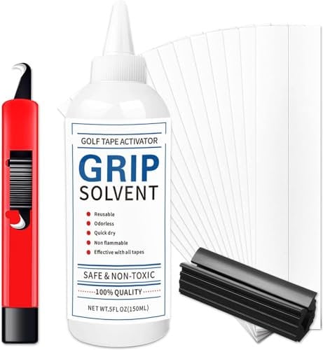AMRTA Kit di Riparazione Con Impugnatura da Golf, per Ringrappare Mazze, 141.7 g, 15 Strisce di Nastro, Morsetto in Gomma (Kit Solvente Regrip)