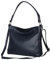 AmbraModa GL35 - Damen Handtasche Schultertasche Umhängetasche aus genarbtem Rindsleder (Dunkelblau)