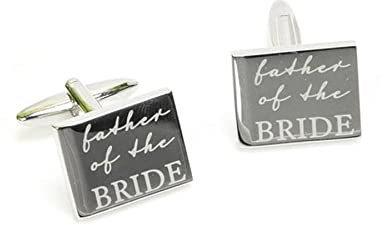 Amore Wedding Favour Pair Rectangle Cufflinks For Men Groom, Best Man, Usher, Father of the Bride (Father of the Bride)