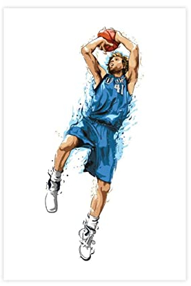 Enartly Leinwand Bilder Dirk Nowitzki Poster Basketballpapier Leinwand Schlafzimmer Wandkunst Bild Druck Büros Raumdekoration Geschenke 50x70cm Kein Rahmen