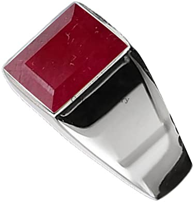 Solid 925 Sterling Silver Ring for Men, Natural Ruby 12MM Gemstone Signet Ring, Amazing Handcrafted July Birthstone Gifts