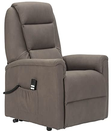 POLTRONE ITALIA Rebecca 2 Motoren fernsehsessel mit aufstehhilfe Medizinisches Gerät 2 Räder Mikrofedersitz Kunstleder seniorensessel relaxsessel elektrisch Taubengrau