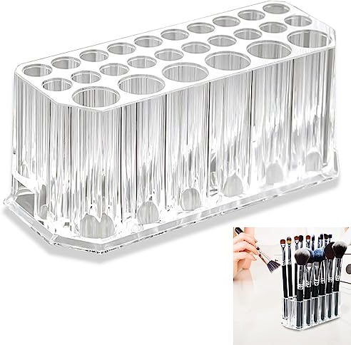 Acryl Eyeliner Organizer, Kosmetikpinsel Behälter, Transparenter Pinselhalter Kosmetik, Ablage mit 26 Plätze zur Schminkaufbewahrung, für Kosmetikpinsel, Kann Zum Aufbewahren Von Augenbrauenstift