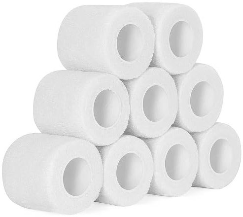 SEADESKY 9Roll Selbstklebender Verband 5cm Haftbandage Hund Vet Wrap (Weiß) | Selbsthaftende Bandage Pet Vet Wrap Hund Pferd Pflaster Rolle Kohäsive Bandage Elastische Binde Pflasterverband Fixierbinde