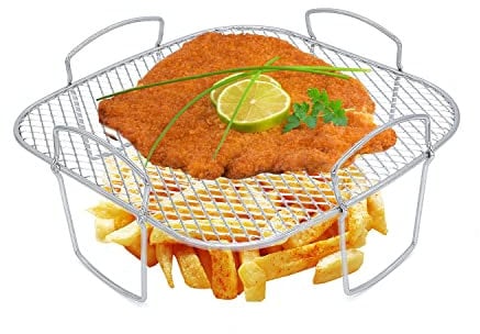 Air Fryer Racks Square,Air Fryer 5.5l Accessories 304 Stainless Steel Replacement Basket Dehydrator Rack, Compatiable for Cosori 5.5L/COSORI 6.4L/Tefal 6.5L Air Fryer (20.5x20.5)