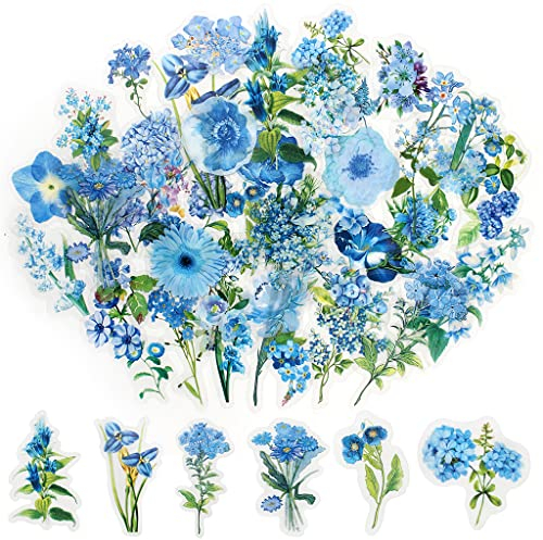 100 Pcs Scrapbook Flower Stickers,Self-Adhesive Floral Style Paper Stickers with 50 Patterns for Scrapbook Letters Wall Journal Album Notebook Card Window Making DIY Water Bottle