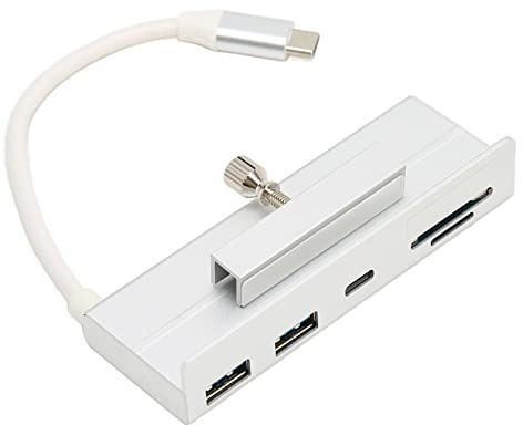 USB-C-Hub, USB-C-Hub Entwickelt für OS X AIO-PC, 6-in-1-USB3.1-Gen2-10-Gbit/s-Typ-C-Klemm-Hub, mit Speicherkartensteckplatz, für 24-Zoll-Computerübertragung