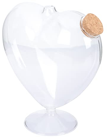 Zerodeko Bocaux En Verre En Forme De Coeur Avec Liège Affichage Cloche Pot Rond Terrarium Mémento Pot Récipient Décoratif Bonbons Bols Pour Bricolage Fleur Vase Transparent
