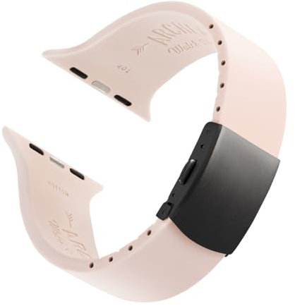 Archer Watch Straps - Correas de Reloj de Silicona Ajuste Personalizado para Apple Watch (Rosa Palo, Broche Gris, 44/45/46/49mm)