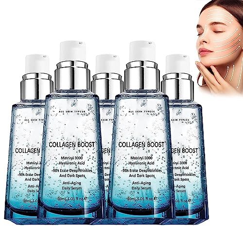 KORAN Advanced Collagen Boost Anti-Aging-Serum,KORAN Hyaluronsäure-Serum, KORAN Kollagen Gesichtsstraffungsserum, Anti-Falten-Serum Für Das Straffe Haut Und Reduziert Falten Gesicht (5 Stk)