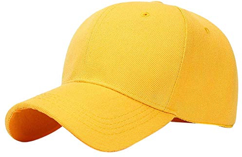 Kangqifen Herren Damen Einfache Einfarbiger Baseball Caps Kappe Mütze mit Klettverschluss Mehrfarbige Optionen Gelb
