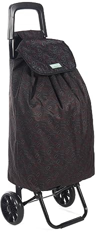 Rainberg 50Ltr Lightweight 2 Wheels Shopping Trolley, Hard Wearing & Foldaway Trendy Folding, Collapsible Push/Pull Carts for Easy Storage (Black Pattern)