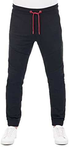 riverso Jogginghose Herren Baumwolle lang RIVVito Sweatpants Trainingshose Freizeithose Sporthose Jogger Biker, Größe:M, Farbe:Black