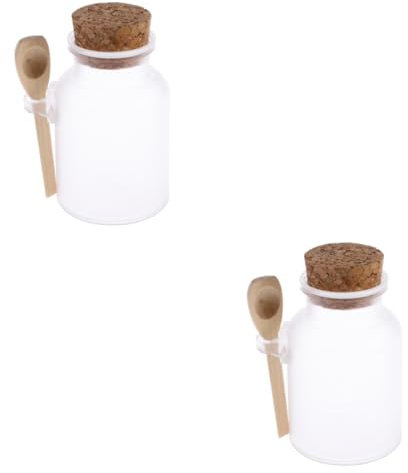 Beavorty 2stücke Runder Abs-badeseifenbehälter Mit Korken Und Löffel Für Gewürze Badezusätze Und -kosmetik Leicht Und Tragbar Für Aggressive Flüssigkeiten Geeignet