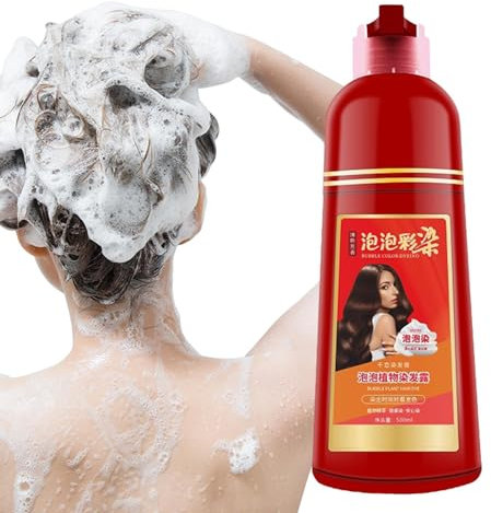 Haarfärbemittel-Blasenschaum | Blasenhaarfarbe | 500 ml Bubble-Haarfarbe, langanhaltendes Farbshampoo, Instant Plant Bubble Natural Hair Dye Shampoo, Bubble Dyeing Foam Shampoo für graues Haar