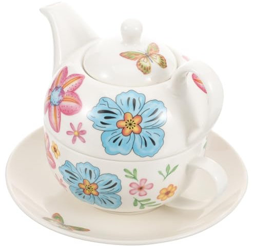 Zerodeko 1set Tazze Te Con Teiera e Sottobicchieri Latte e Tè Con Design Per Occasione