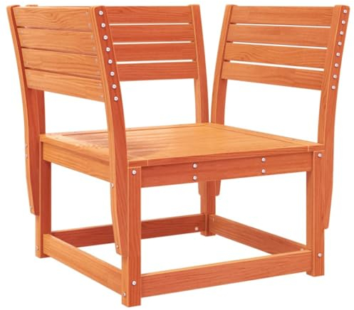 vidaXL Gartenstuhl, Outdoor Stuhl mit Rückenlehne Armlehnen, Gartensessel Modular mit Latten-Design, Gartenmöbel Holzstuhl, Wachsbraun Massivholz Kiefer