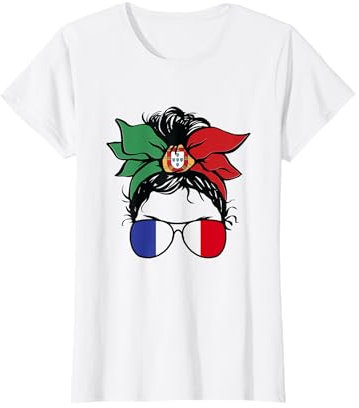 Idée-cadeau Fille Franco-Portugaise Drapeau Portugal France T-Shirt