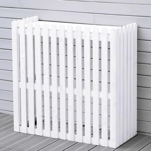 WilkSxyc Wooden Air Conditioner Fence, Outdoor Air Conditioning Rack Frame, Decorative Radiator Cover,Thickened Wooden Board Air Conditioner Outer Frame, Load Bearing 150kg (Color : Bianco, Size : 4