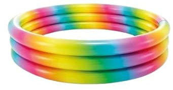 YSAMAX 3 Ring Paddling Pool, Durable And Compact Swimming Pool For Kids, Perfect Summer Play, Portable And, Lightweight, Easy to Use, Rainbow Ombre Design, 58” X 13”