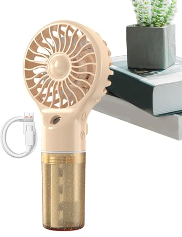 Ventilador de niebla portátil, ventilador de refrigeración de mano, ventilador portátil con niebla, ventilador de mano recargable con 4 velocidades, ventilador pequeño de pulverización de agua