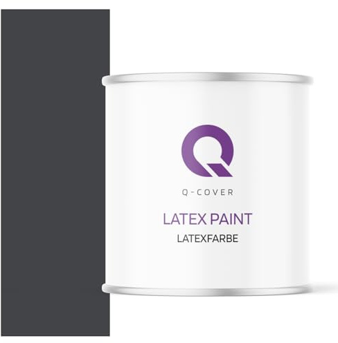 Q-COVER Latexfarbe 2L Schwarz – Matte Innenfarbe für Wand & Decke, Klasse 3, Hohe Deckkraft, Scheuerfest