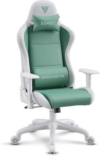 SENSE7 Silla Gaming Spellcaster FUKU - Cuero Eco - Diseño Ergonomico, Inclinación 160°, Reposabrazos 1D, Asiento de Espuma Fría - Ideal para Oficina o Gaming, PU Fácil de Limpiar, Moderno y Duradero