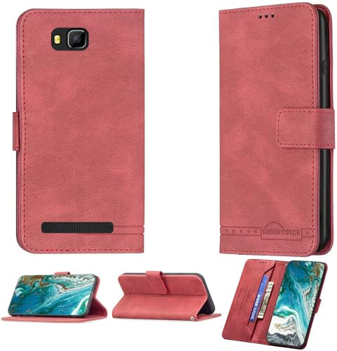 bojioderf Coque Compatible pour Logicom Wave 2 Coque Étui Housse Case Support [avec Trempé 9H Protection D'écran] BF09 Red