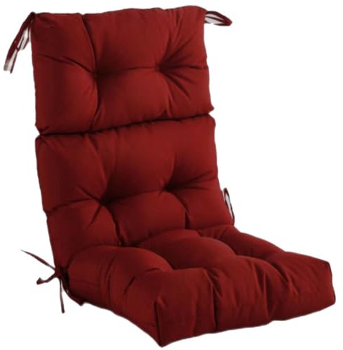 Outdoor-Schaukelstuhlkissen mit Bändern, verdickt, rutschfest, hohe Rückenlehne, Terrassenstuhl, Polster für Garten, Hof, Weinrot, Esszimmerstuhl, Küchenstuhlkissen