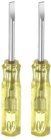 QUARKZMAN 2Pcs Sl2,0 Mini Tournevis Fendu 2mm Tête Plate Magnétique 45mm Longueur pour Petites Réparations d'Appareils, Jaune