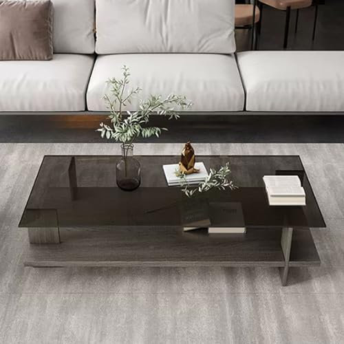 Moderna mesa de centro de cristal templado simple para apartamentos pequeños, madera maciza, mesa de té