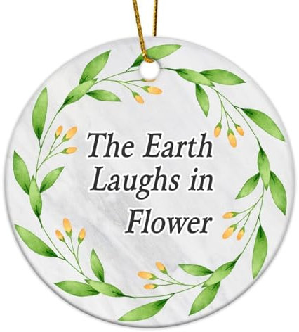Weihnachtsschmuck 2024 Die Erde lacht in Blume, Porzellan-Anhänger, Girlande, Kunst, grüne Blätter, Weihnachtskugel, Geschenk, Sammlerstück, Geschenk für Weihnachten, Party-Dekorationen, Keramikkreis,