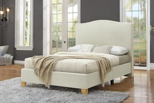 Sareer Furniture Hamilton Bed, Upholstered Bed Frame with Headboard, Bed in a Box, Wood Slat Support, Cream, 5ft Kingsize (King (U.K. Standard))