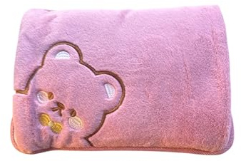 Borsa Acqua Calda Elettrica Ricaricabile con tasca scalda mani riscalda mani piedi (Orsetto rosa)