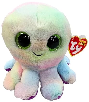 Ty Beanie Boos – Bubbles der Oktopus mit großen und glitzernden grünen Augen, das Plüschtier mit großen glitzernden Augen – 15 cm – T37360