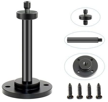 Homeet DIY Caméra Disque de Fixation de Bride 40mm Support Mural Bureau avec 100mm Stick 1/4-20 Filetage pour Support Plafond Vidéo Projecteur, Lampe de Camping etc.