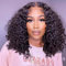 Short Bob Wigs 13x4 Deep Wave Bob Wig Human Hair 16 Inch 180% Density Deep Curly 100% Virgin Human Hair Pre Plucked Wet and Wavy Glueless Transparent Lace Frontal Wig for Women Natural Hairline