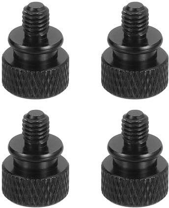 sourcing map 4Pcs M5x0.8mm Aluminum Thumb Screws, 12x16mm(ODxH) Computer Case Thumb Screws for PC Side Panel Motherboard Mounting Screw, Black
