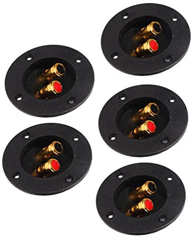 Dual Binding Post Round Speaker Box Terminal Cup, ABS Zinc Alloy Audio Terminal Cup for Car RV Yacht, Works with Banana Plugs