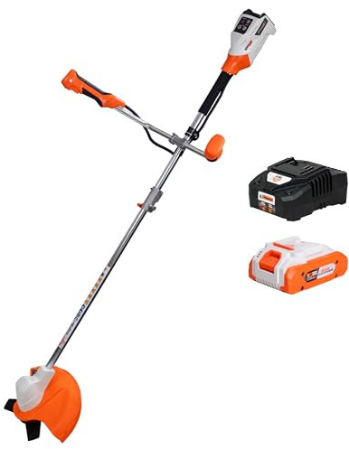 RURIS Débroussailleuse à Batterie 3024e – Moteur sans Balais, Largeur de Coupe 300 mm (Fil) / 255 mm (Lame), Poignées Ergonomiques, Batterie 20V Li-ION 4Ah et Chargeur Inclus