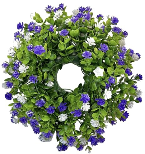 13-Zoll-Blumenkranz für die Haustür, Frühlings-Sommer-Dekoration mit Eukalyptus und Ranunkeln, Innen- und Außendekoration, Lila Weiß
