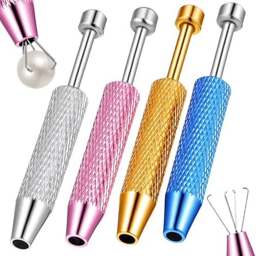 Sibba Lot de 4 pinces à boules de piercing - 4 griffes - Pince à boule - Pince à bijoutier - Mini outil de récupération pour petites pièces - Composants électroniques, bijoux, diamants, perles