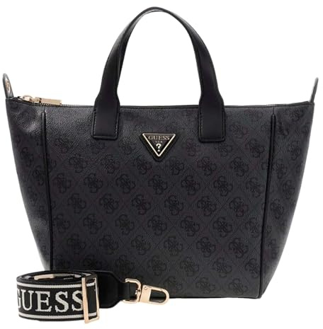 GUESS Schultertasche Follie Small Tote Bag Coal Logo dunkelgrau